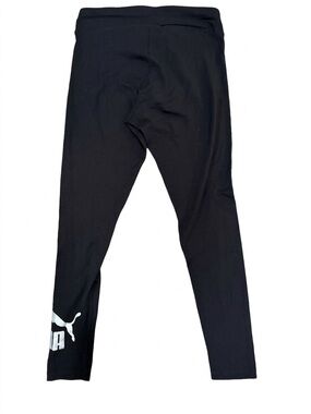 Puma Black Leggings with White Logo at Calf Size Medium